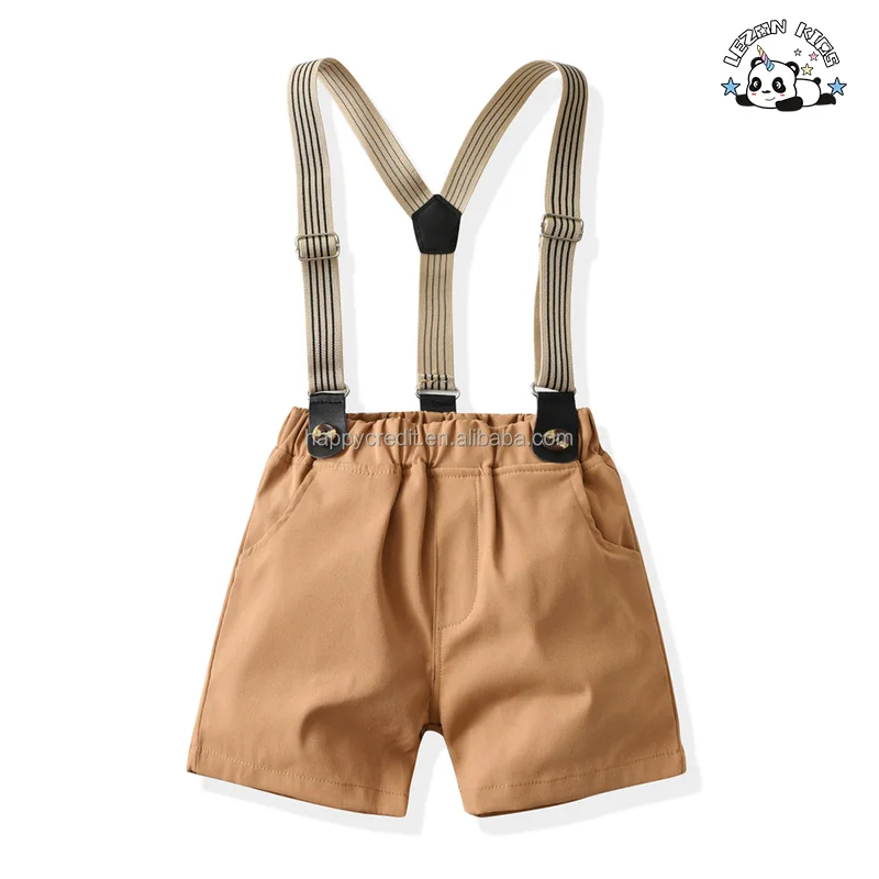 LEZONKIDS - Customizable Children's Plaid Vest Dress Bow Knot Spring short Sleeve Cotton Shirt Boys clothing sets 2-14 years